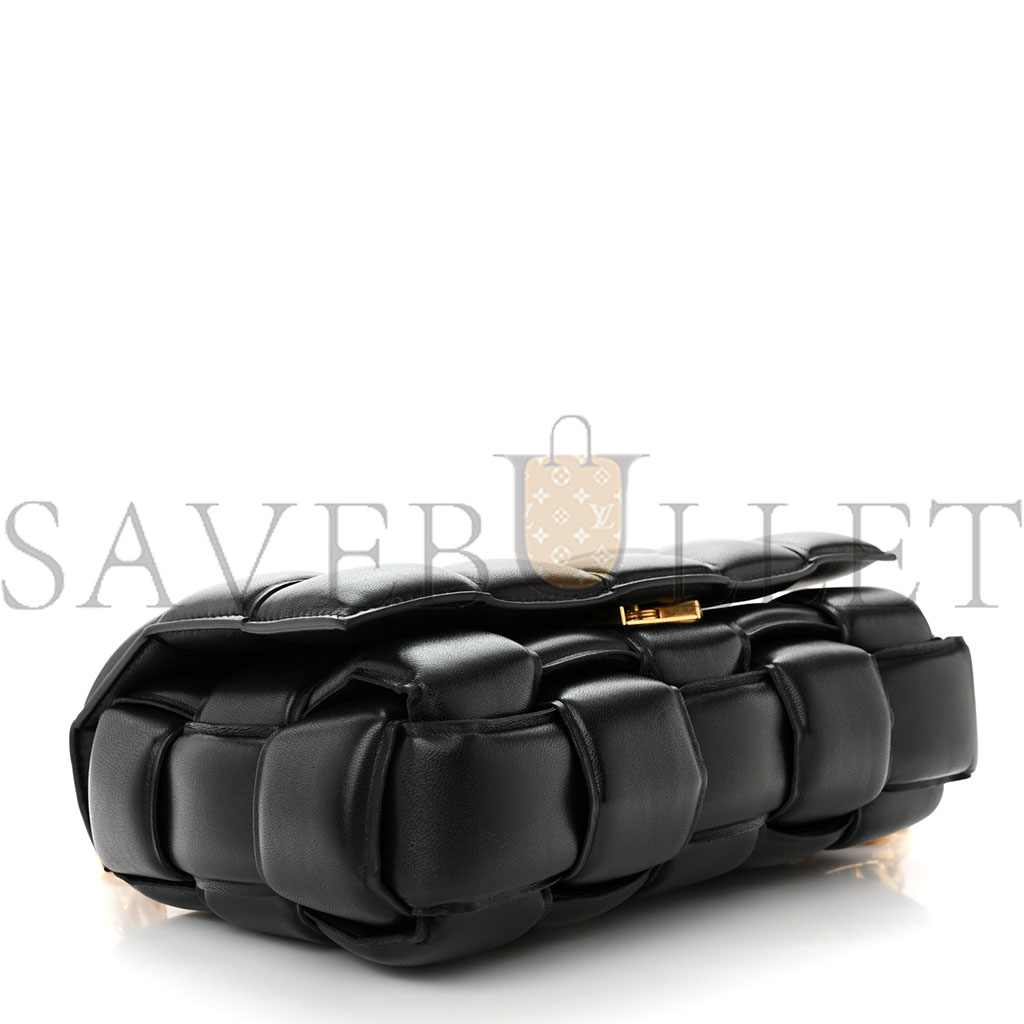 bo*te*ga Ve*ne*ta lambskin maxi intreccio padded chain cassette crossbody bag black (25*17*8cm)